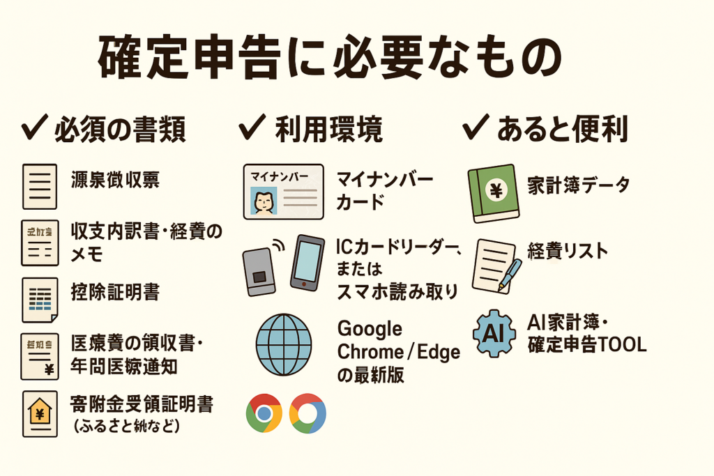 確定申告にひつようなものの図解